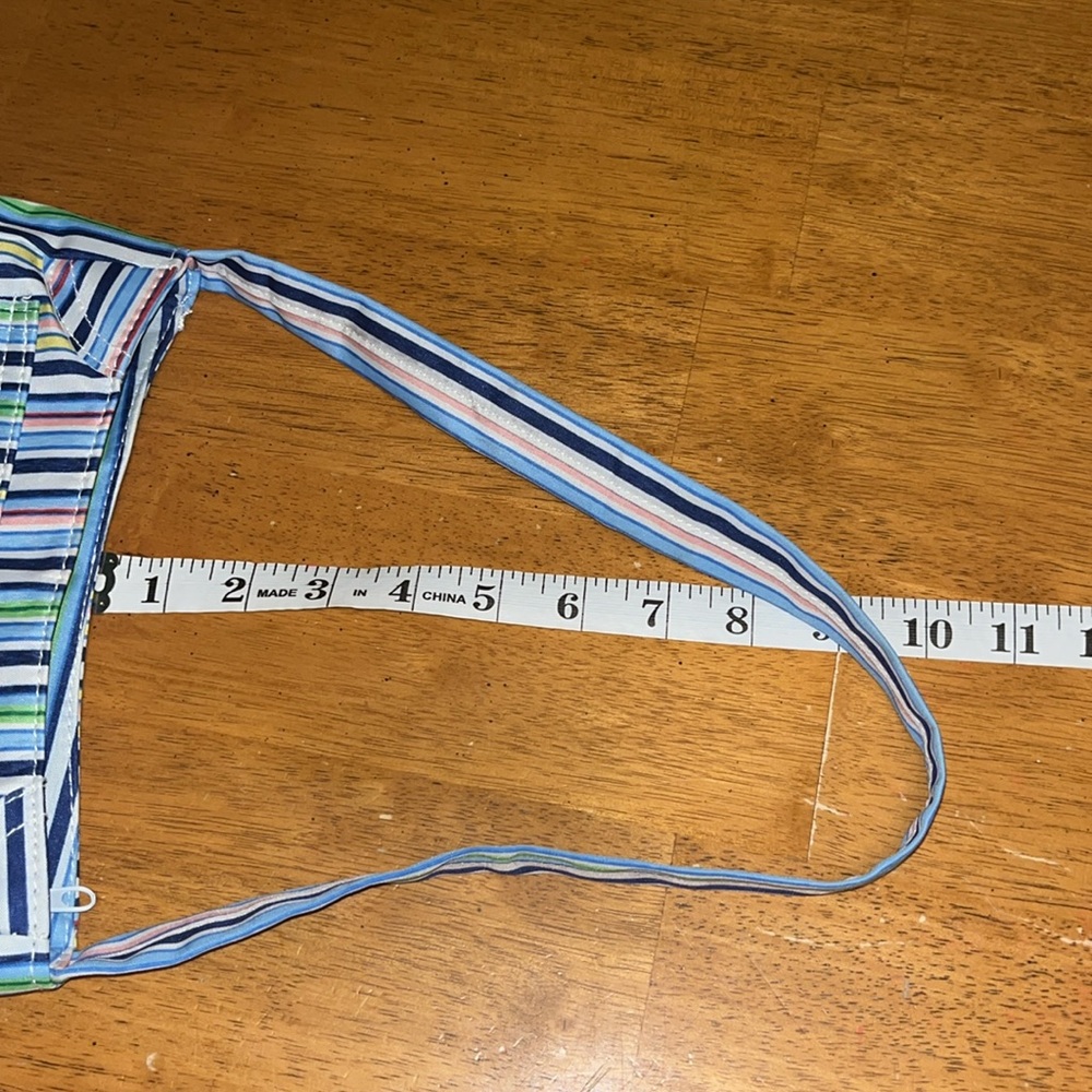 Striped Multicolor Pastel Blue White Green Pink Yellow Zippered Shoulder Bag - Picture 11 of 13